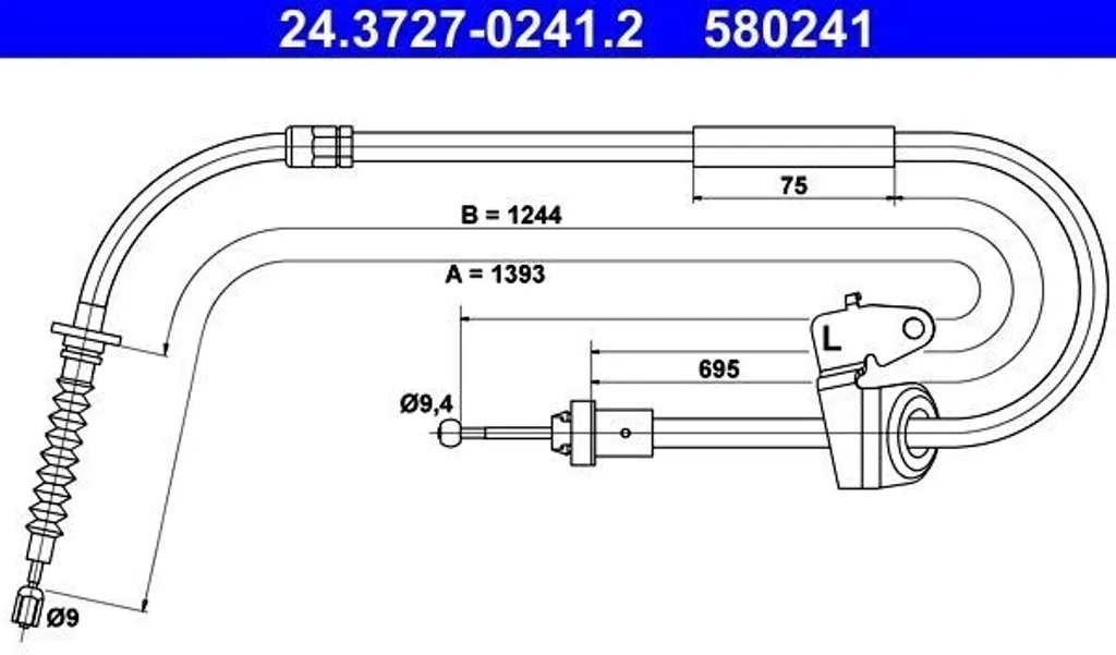 Câble de frein à main ATE 24.3727-0241.2 haute résistance pour MINI R58