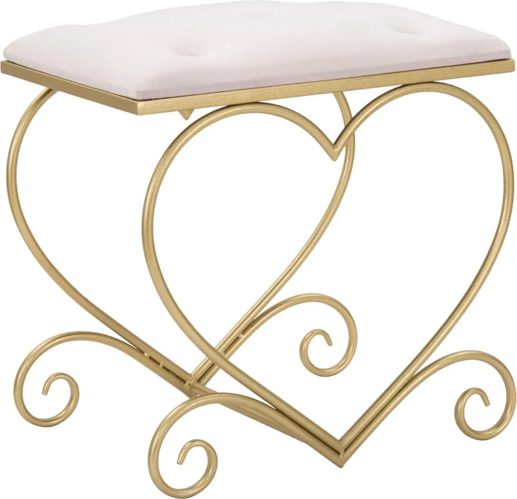 Siège d'Appoint Cœur pour Coiffeuse Mauro Ferretti Velours Rose Gold