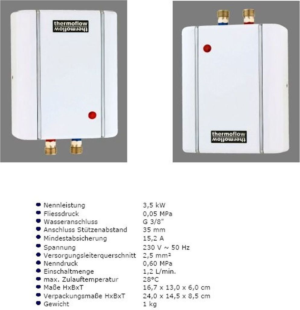 Chauffe-eau instantané Mini Thermoflow Elex 3,5 kW Image du produit 
