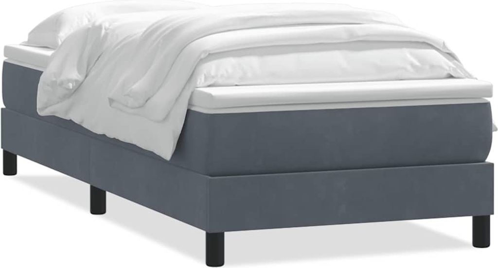 vidaXL Boxspringbett mit Matratze Dunkelgrau 90x220 cm Samt