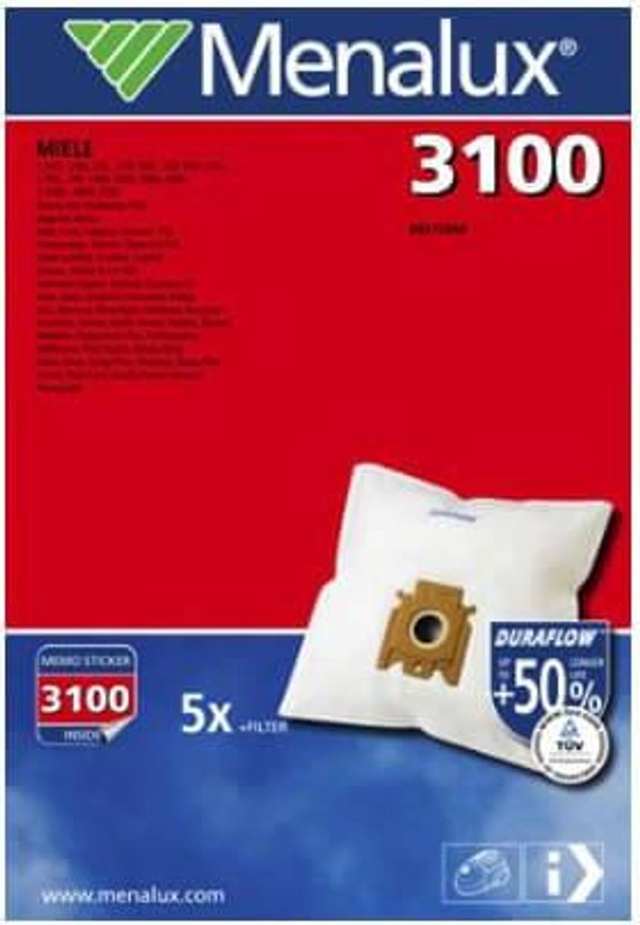 Menalux 3100, Prachový sáček, Bubnový vysavač, Bílá, Obrázek produktu 
