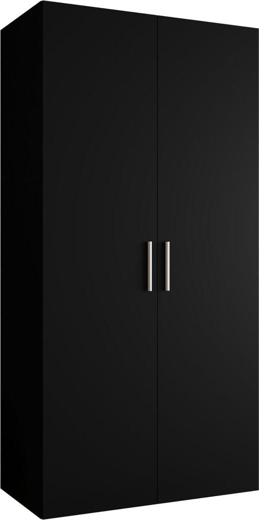 MEBLE KRYSPOL Schrank 100x202x52 cm mit Kleiderstange, 2xTür, BARI, Schwarz, Griff Silber