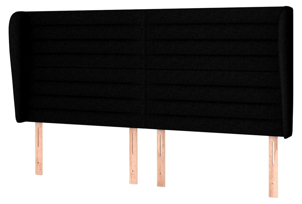 Kopfteil mit Ohren Polsterkopfteil für Bettgestell Schlafzimmer Bettzubehör Schwarz 183x23x118/128cm Stoff