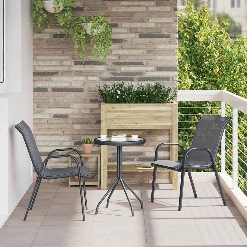 Maison Exclusive - Garten Bistro Set 3 pcs Grau Stahl