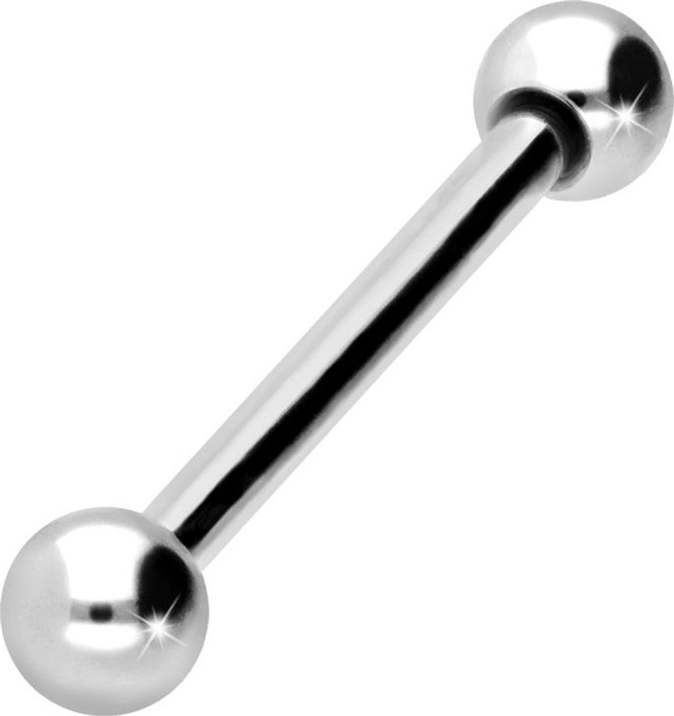 Zungenpiercing, Intim-Piercing Titan Barbell WeißGold Stablänge: 14mm + Stabstärke: 1,2mm + Kugelgröße: 3mm
