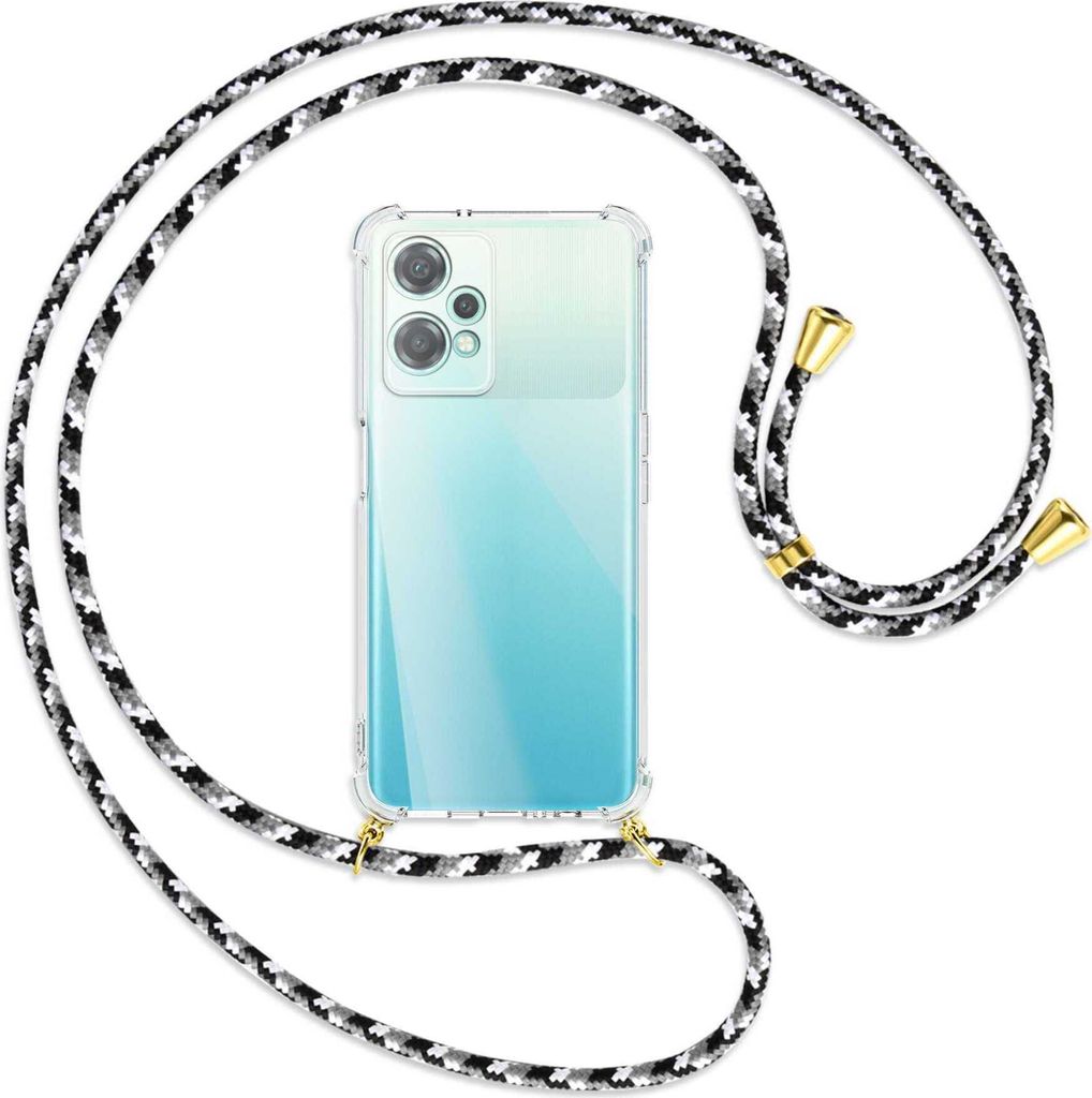 Handykette Backcover-Schutzhülle mit Band (Metall goldfarben) für OnePlus Nord CE 2 Lite 5G (CPH2381) - schwarz/grau/weiß