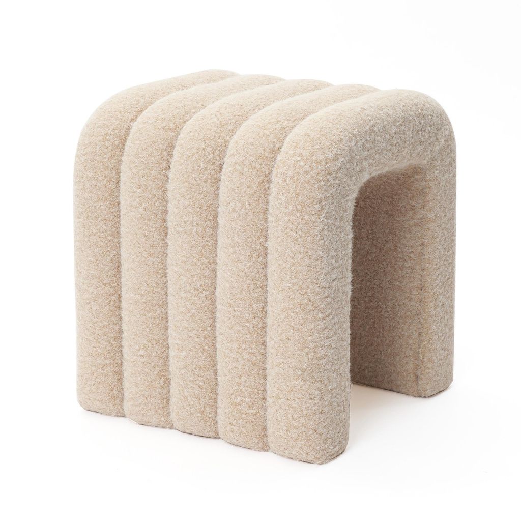 Sitzhocker Grau, B41 x H39 x T46 cm, Polsterhocker im Bogen-Design