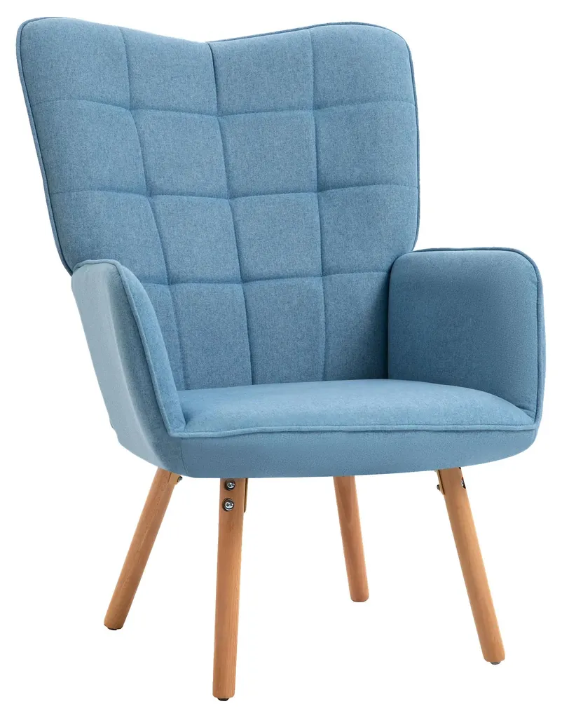 Fauteuil bleu dossier haut anti mal de dos pour salon design moderne