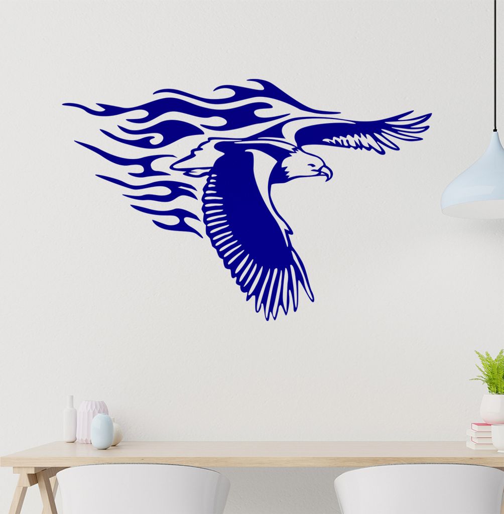 Flammen Adler Wandtattoo in 6 Größen - Wandaufkleber Wall Sticker - Dekoration, Küche, Wohnzimmer, Schlafzimmer, Badezimmer