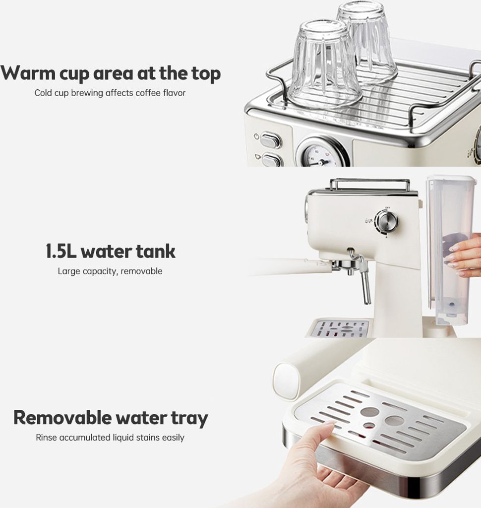Espresso-Kaffeemaschine, 20 Bar, Edelstahl-Espressomaschine Produktbild 14