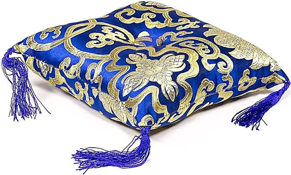 Coussin Bol Chantant 14x14x4 cm Bleu - Set de 2 avec Motifs Floraux Zen