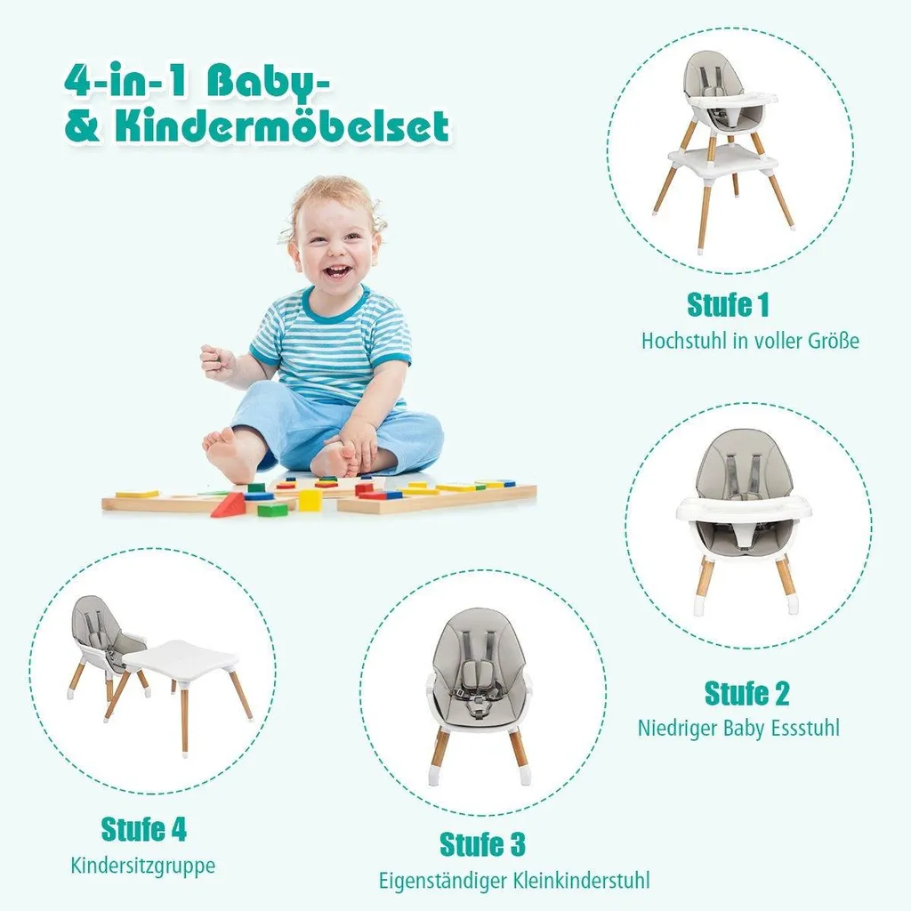 Chaise haute sécurisée 4 en 1 pour bébé : finis les repas difficiles