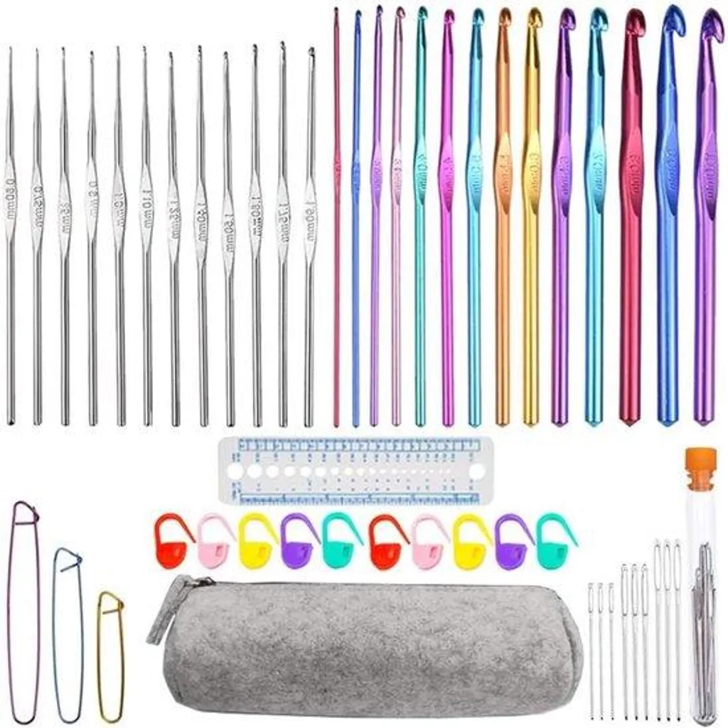 Kit 50 crochets pour tricot et crochet avec grands chas et petit étui