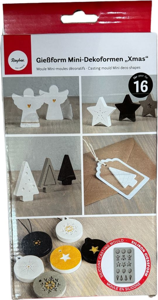 Rayher Silikon Gießform Mini-Dekoformen Xmas, 14,5x26x1cm, Produktbild 