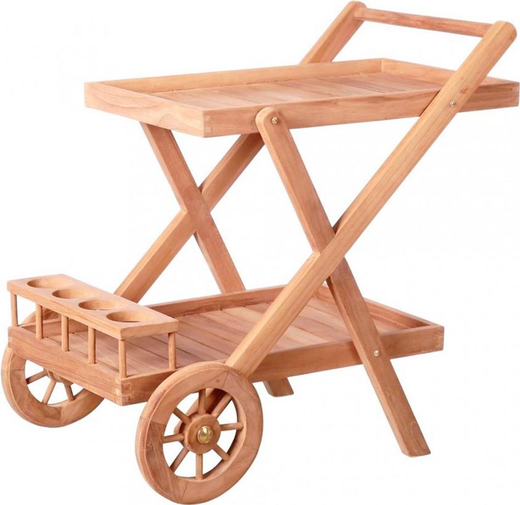 KERETA Servierwagen aus Teakholz mit Rädern