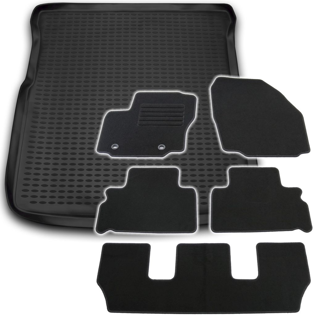Gummi-Kofferraumwanne + Fußmatten Set für Ford S-Max, Bj. 5/2006-7/2012