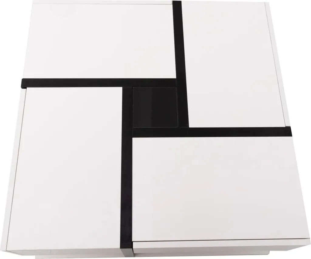 Table basse blanche brillante 4 tiroirs avec espace de stockage central - 6