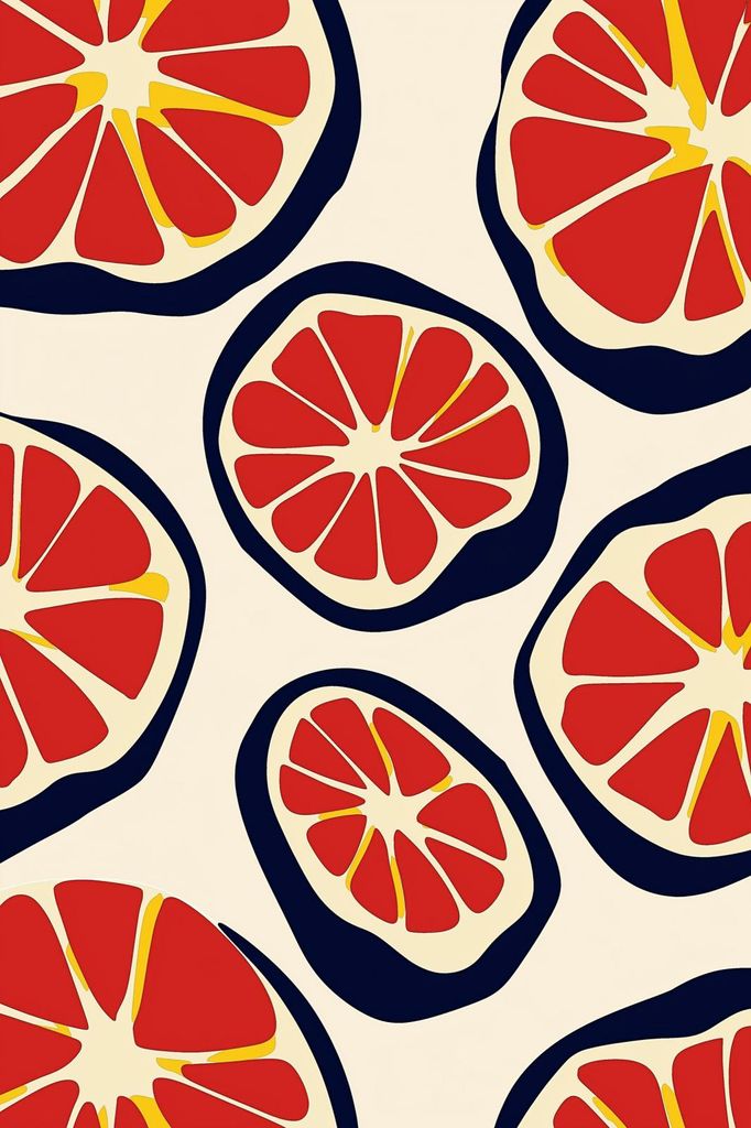 Plakat 20x30cm Moderne Früchte und Grapefruit Pop Art Vintage für das Wohnzimmer