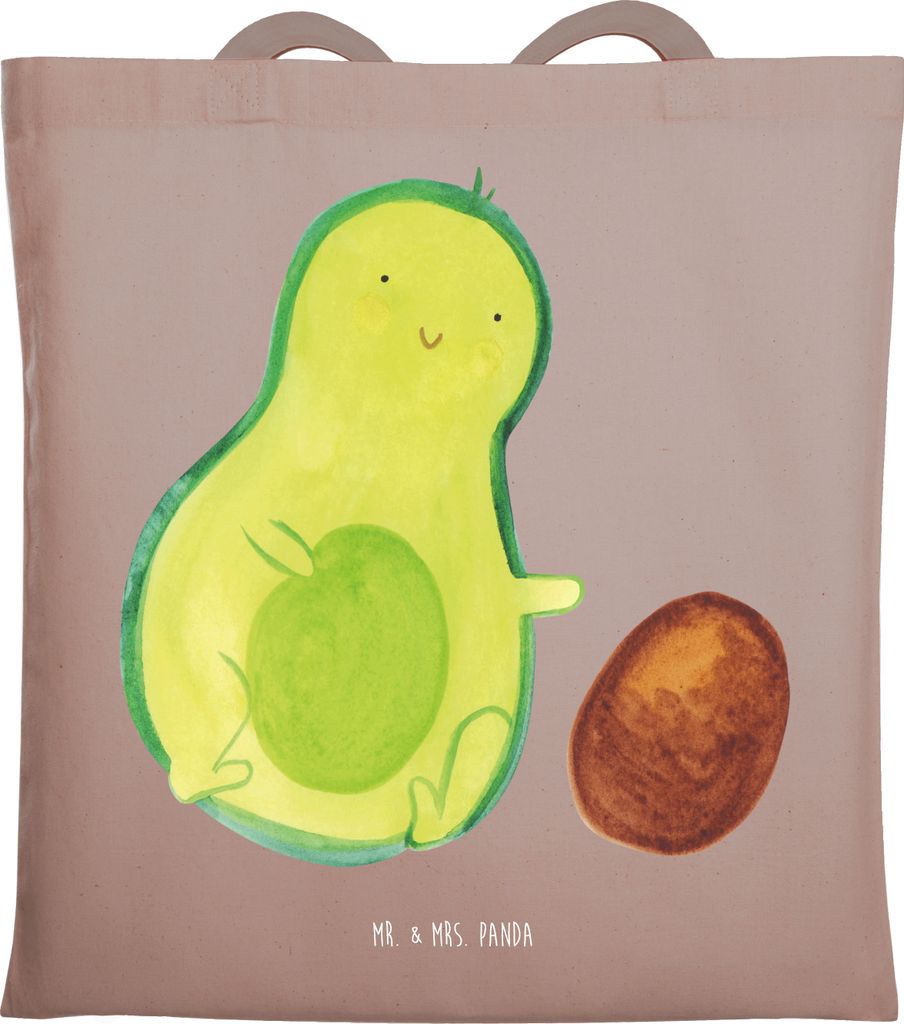 Mr. & Mrs. Panda Tote Bag Avocado Kern rollt - Braun Pastell - Geschenk, Jutebeutel, Avocados, Unitasche, Geburtstag, Liebe, Tasche, canvas, stofft...