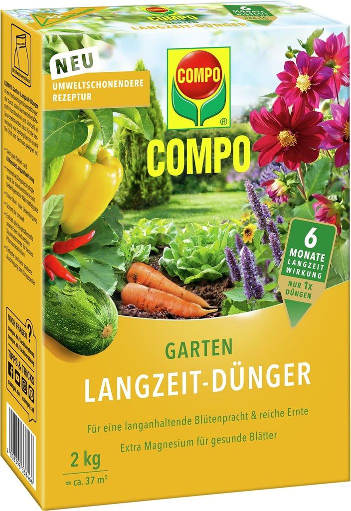 COMPO Garten Langzeit-Dünger für ca. 37 m² - 2 kg