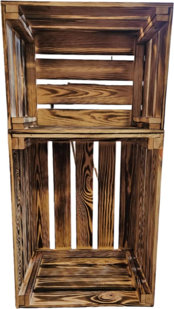 2- er Set Vintage Holzkisten Geflammt – 50x40x30 cm & Produktbild 