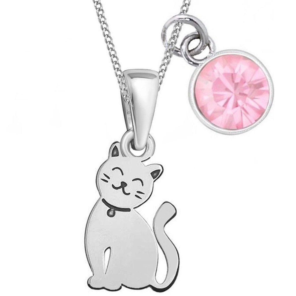 Katze Kinderkette Echtsilber I Kater Kette Geschenk für Tierfreunde I 38cm