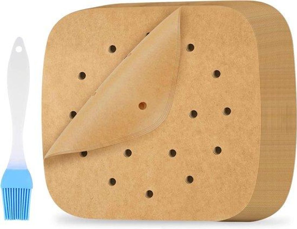 Heißluftfrittierpapier, 200 Stück, 20 cm, durchstochen, für Backformen, Ofen und Mikrowellenzugang