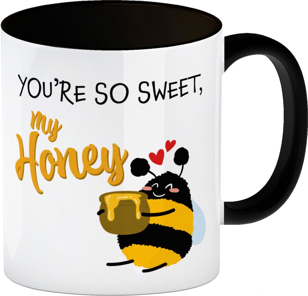 You're so sweet, my honey Kaffeebecher Schwarz mit süßer Biene
