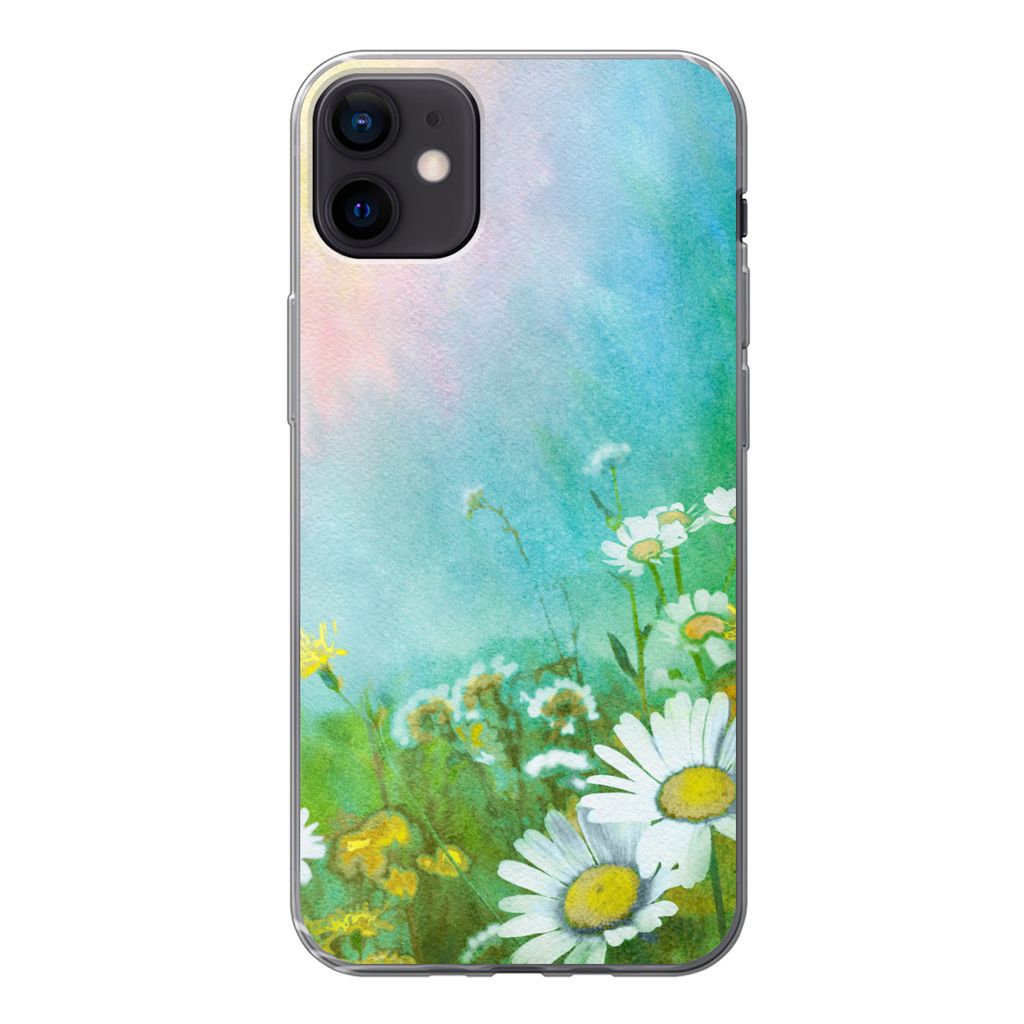MuchoWow Handyhülle Schutzhülle Hülle für iPhone 12 mini Gänseblümchen - Sonne - Sommer Silikon Softcase Handy Hülle - Bild