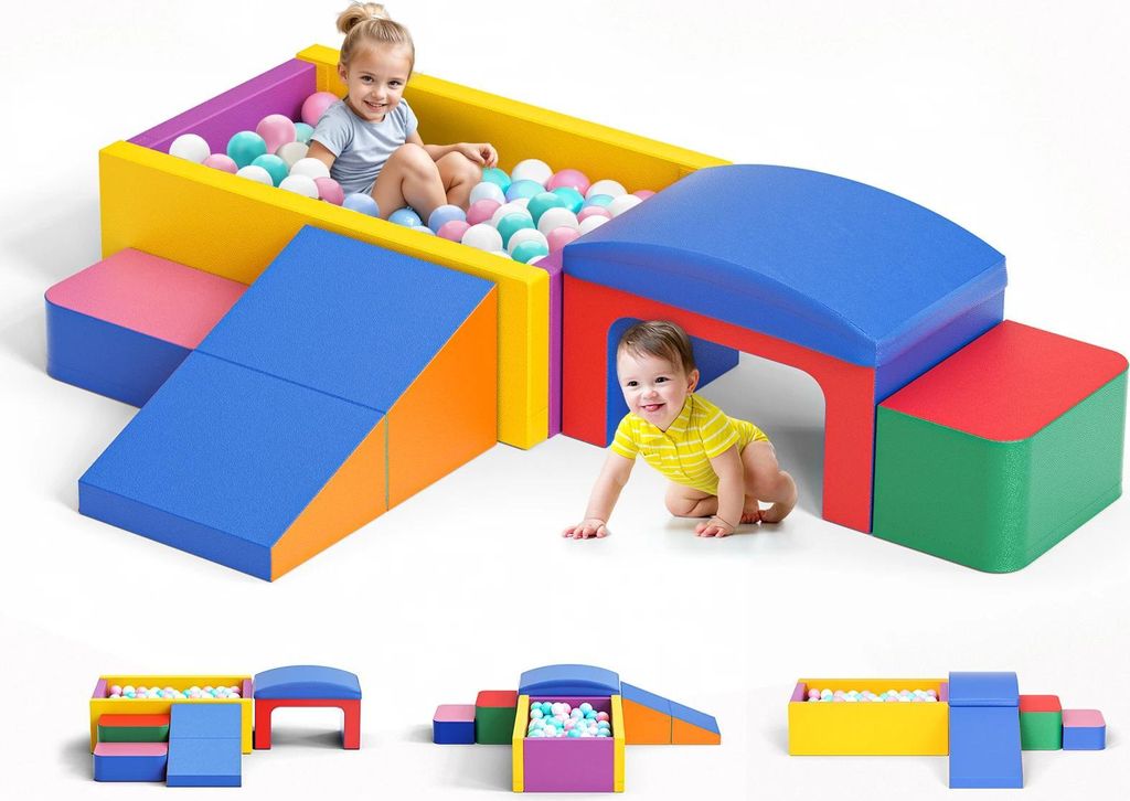 Softplay für Kleinkinder - Schaumstoff-Blockset 9-teilig - Produktbild 