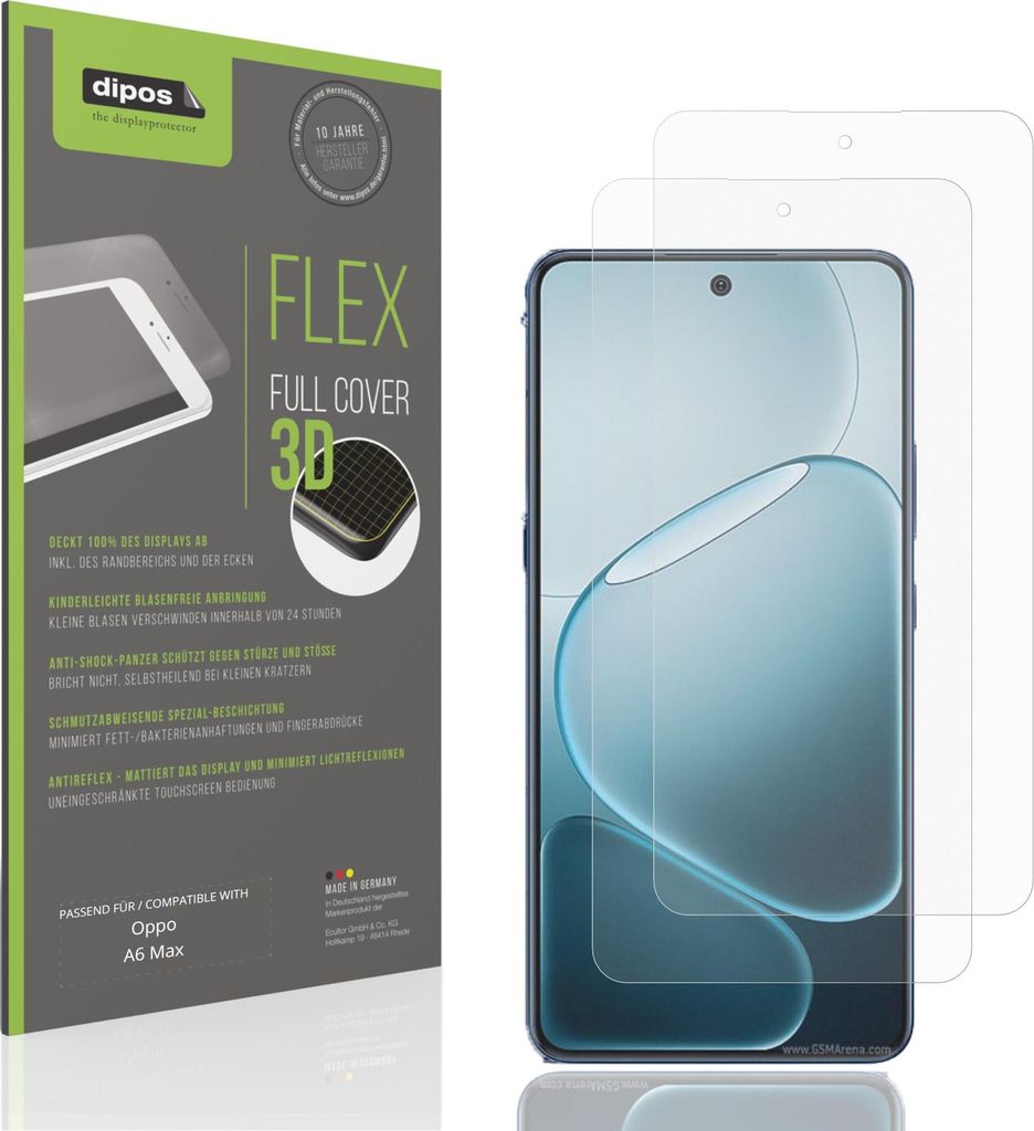 2x Full Cover Schutzfolie matt für Oppo A6 Max Panzerfolie Anti-Shock