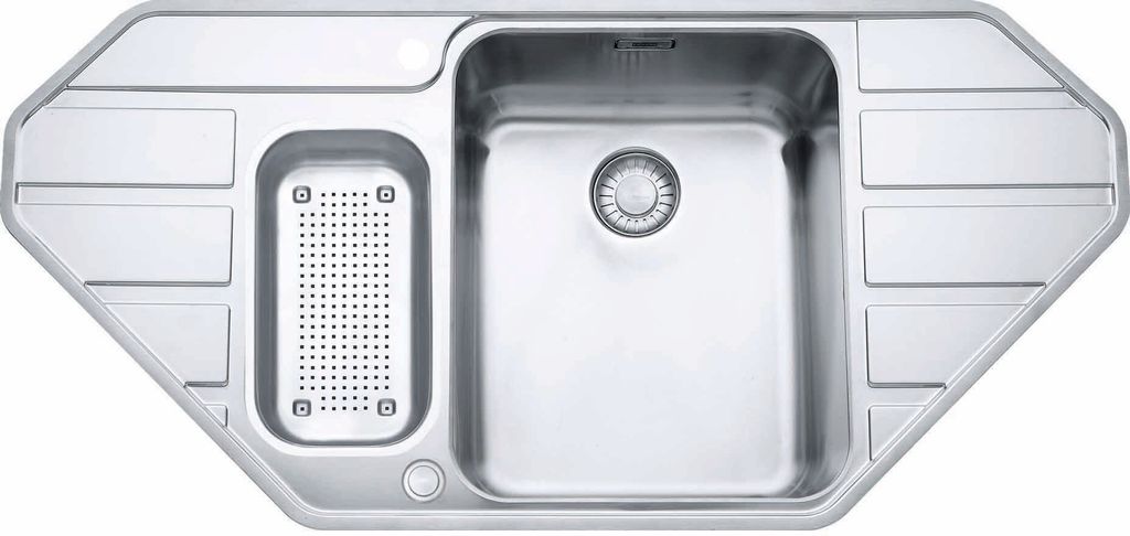 FRANKE EPOS EOX 252-E Eckspüle / Edelstahl / Druckknopf / Produktbild 
