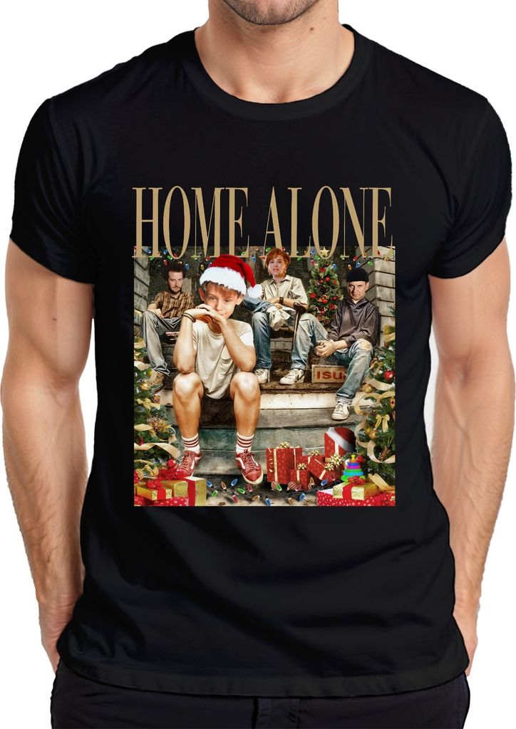 Home Alone Gangster Retro Vintage Kevin Kate Harry Marv - Weihnachten Christmas Xmas Herren T-Shirt, Schwarz, XXL