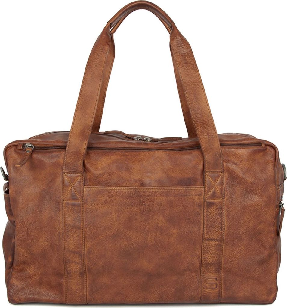 SPIKES & SPARROW Leder Reisetasche Schultertasche Brian Weekender Brandy braun