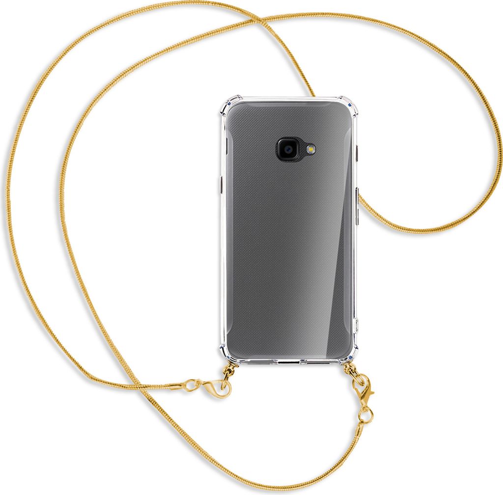 Handykette Backcover-Schutzhülle mit Band (Metall goldfarben) für Samsung Galaxy Xcover 4 / 4s - goldfarbene Kette Snake