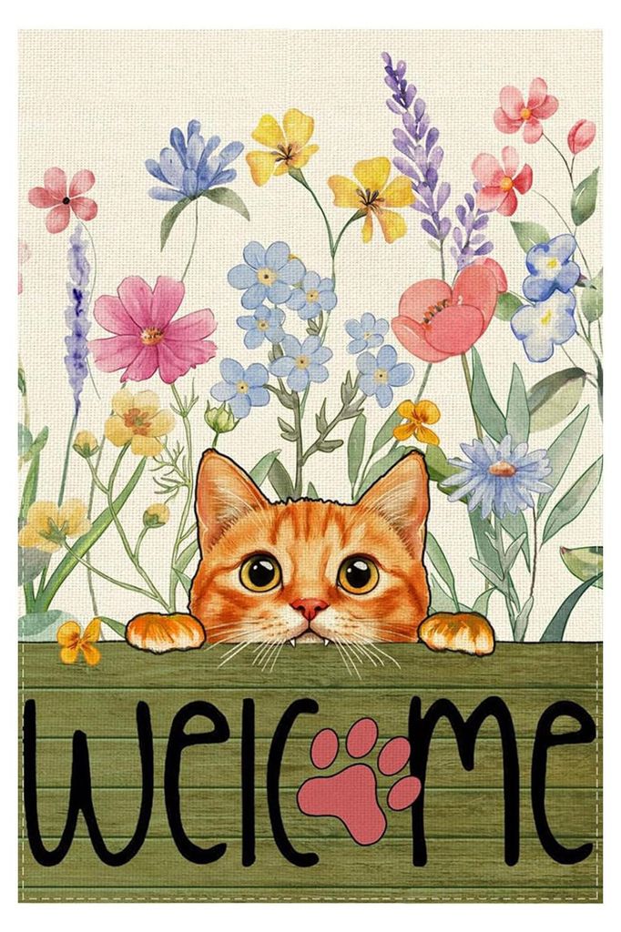 Frühlings- und Sommer-Gartenflagge mit Blumenmuster, 30 x 45 cm, vertikal, doppelseitig, bunte Blumen, Willkommensgruß für den Garten, Landhauss...