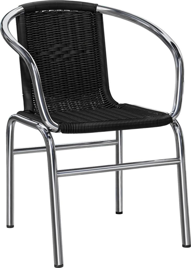 2er-Set CAPRI | Bistro Rattanstuhl | Schwarz | Stapelbar | Gastro Rattanstuhl, Outdoor Rattanstuhl, Terrassen Rattanstuhl