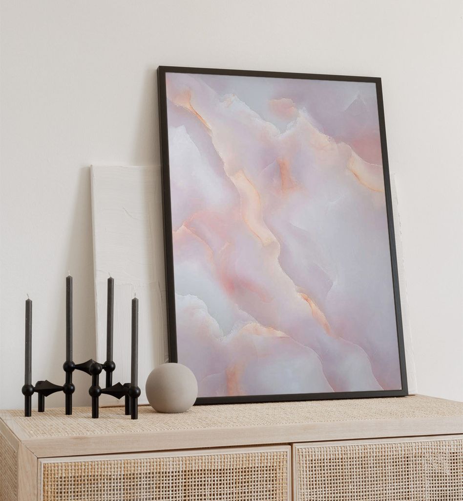 Poster rosa Marmorbruch, groesse_poster:50x70 cm, groesse_rahmen:birke Passepartout 70x100 cm