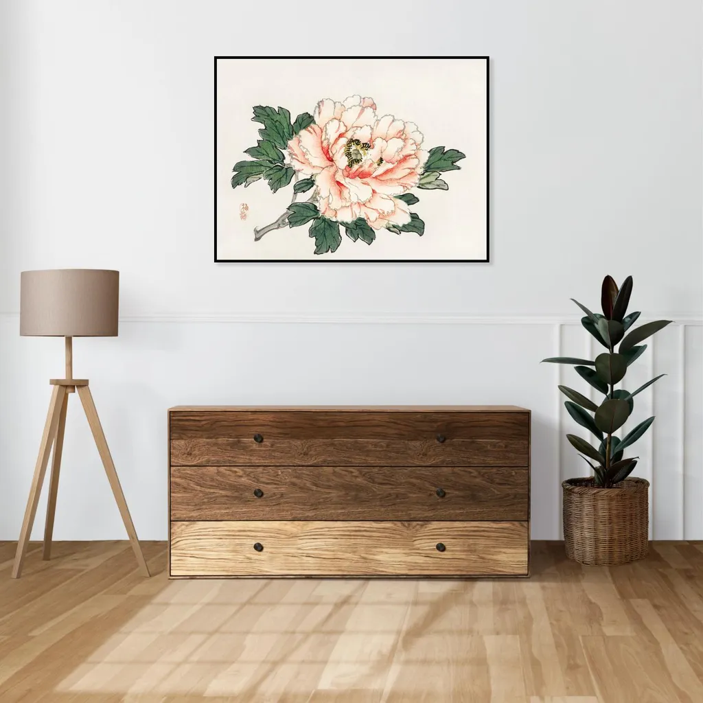 Poster 100x75 Pink Rose Kōno Bairei - Stampa Giapponese Vintage Salotto - 3