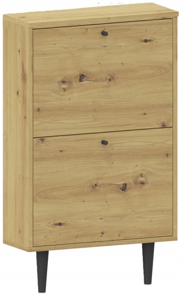 MATKAM Dotti 520 Schuhschrank in moderner Skandi-Optik, zusätzlicher Stauraum mit Einer Klapptür, Wandmontage (Artisan Eiche)