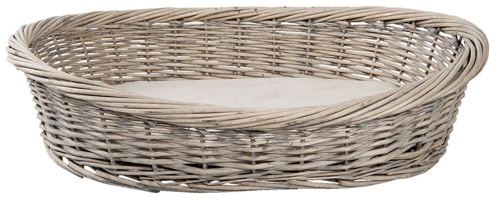 Clayre & Eef Hundekorb 74x57x19 cm Grau Rattan Produktbild 