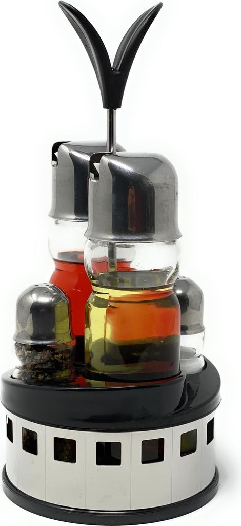 Menage Essig und Öl Spender Glas Salz Pfeffer Set Edelstahl 209 Silber Glas Ölspender