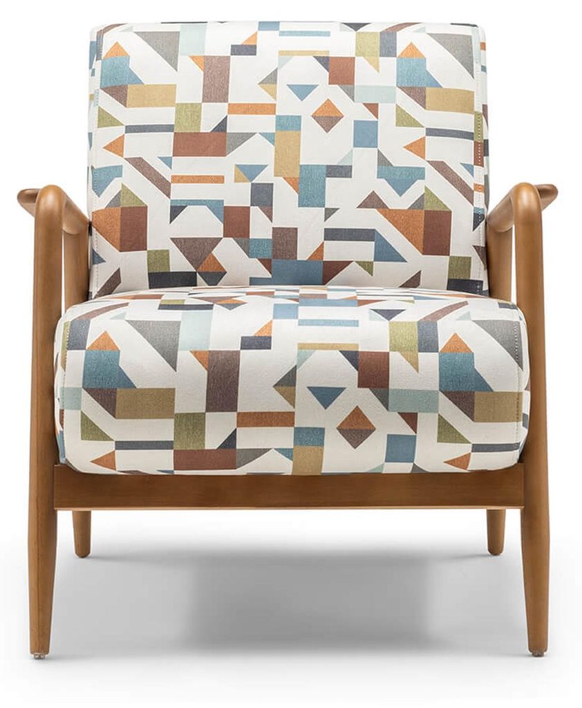Stoffsessel Sessel Wohnzimmer Ohrensessel Mehrfarbiger Polster Holz