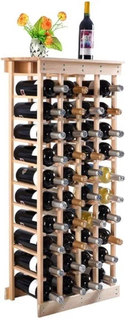Étagère à vin 40 bouteilles en bois naturel - Porte-bouteille de cuisine