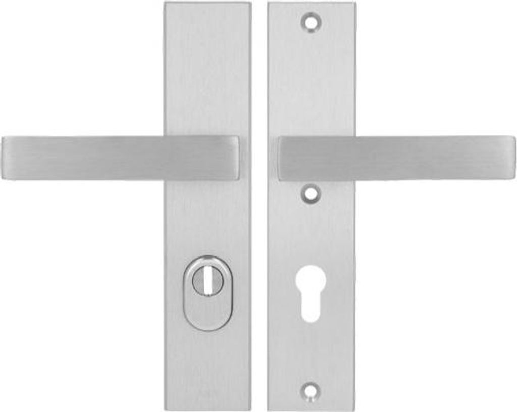 Axa ROYAL ++ 72 WB Griff Klasse 3 mit FLEX-Einsatzschutz (Brandschutz), Farbe F6 - Edelstahl (Türstärke 74-83 mm)