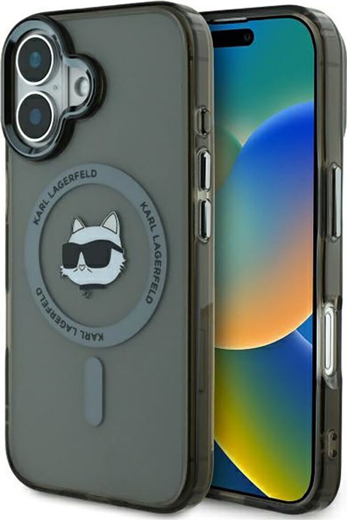 Karl Lagerfeld KLHMP16SHLSCHK iPhone 16 6.1" schwarz hardcase IML Metal Choupette Head MagSafe Schutzhülle