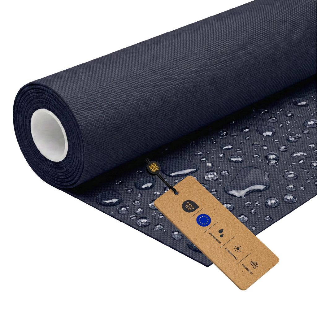 LOMIQ Polyesterstoff Wasserdicht, 100x150 cm, Marine, 366 g/m2, Meterware Stoff Outdoor, Reißfest & Pflegeleicht, Material für Markisenstoff, Seg...