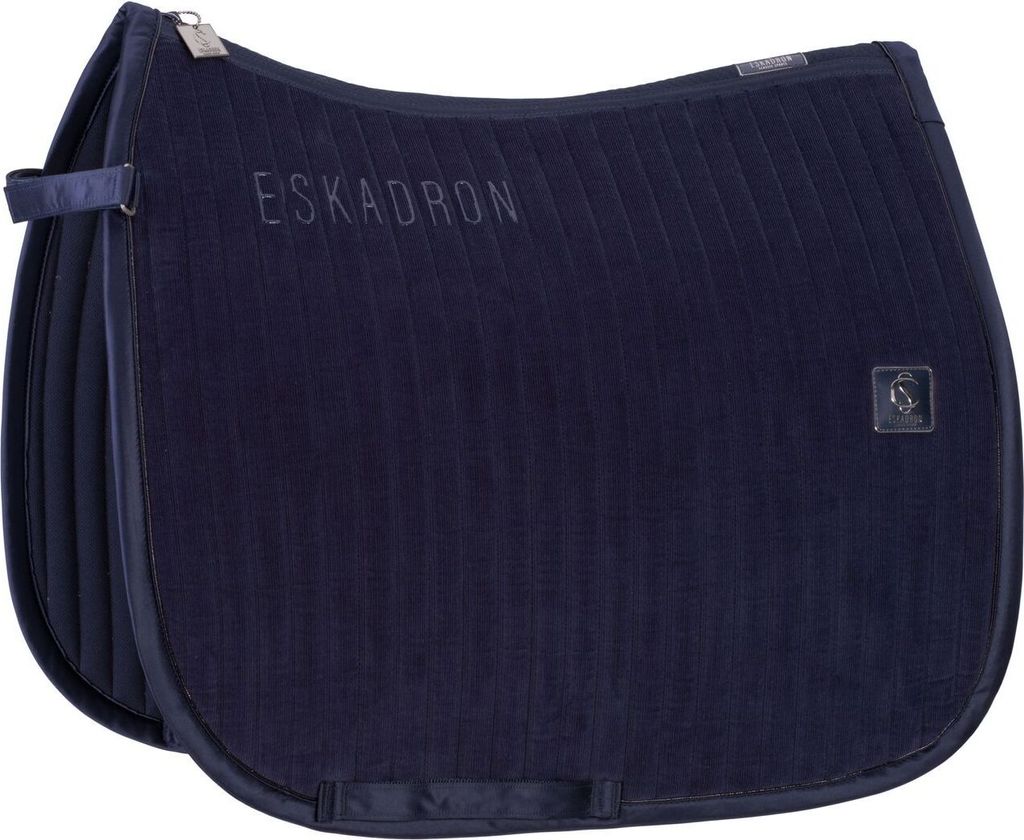 Eskadron Classic Sports Schabracke " CORD EMBLEM " mit Cord-Obermaterial Form - Dressur Farbe - navy