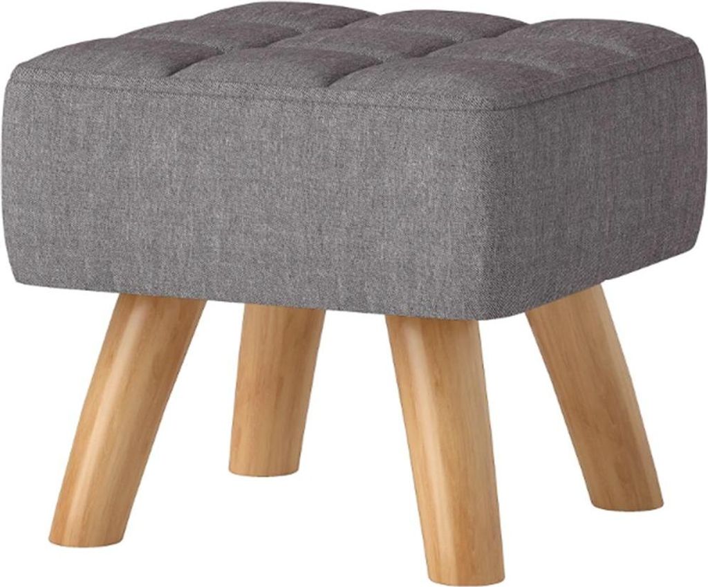 Fußhocker mit Polsterung, Sitzhocker, Holzbeine,Schlafzimmer, Wohnzimmer