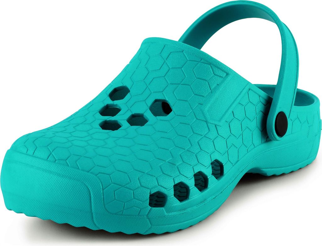 Ladeheid Damen und Herren leichte Eva Clogs Gartenclogs Gartenschuhe offen LADW008 (Türkis9910, 36 EU)